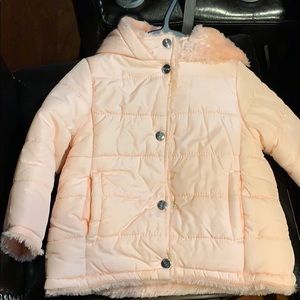Little girls’ pink puffer coat